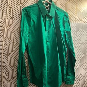 Express Men's Bright Emerald Green Dress Shirt